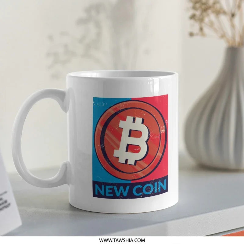 New Coin Bitcoin Graphic Design Mug Product