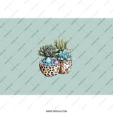 Succulent Tumbler, Leopard Print Planters, Crystal Accent, Plant Lover Gift, Stylish Tumbler, Unique Design Tumbler - Tawshia