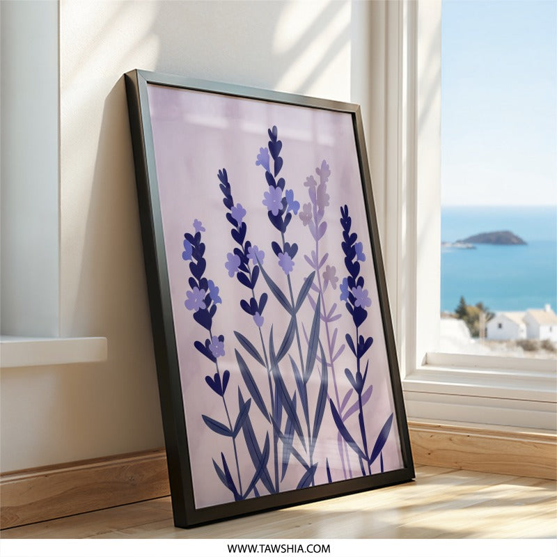 Lavender Wall Art, Floral Print, Purple Flower Art, Botanical Wall Decor, Modern Home Decor, Framed Art Print - Tawshia