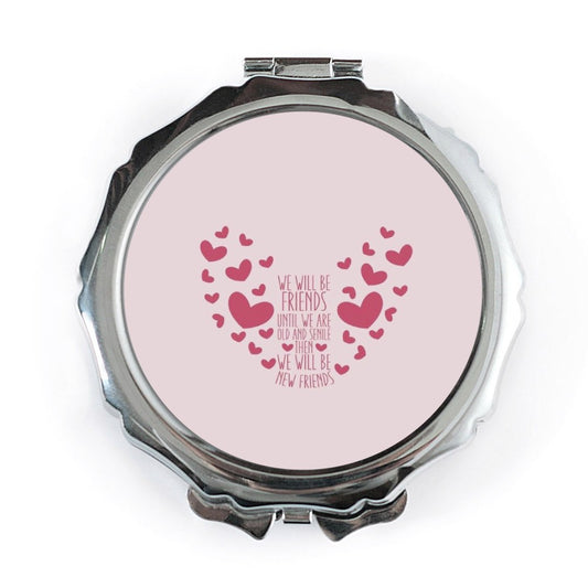 Friends Forever Pocket Mirror, Heart Design Compact Mirror, Cute Friendship Gift, Best Friend Present, Travel Makeup Mirror - Tawshia