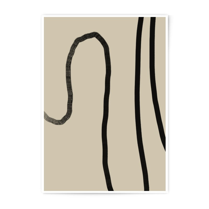 Minimalist Line Art Photographic Print, Abstract Wall Decor, Modern Art Print, Beige and Black Art, Home Decor - Tawshia