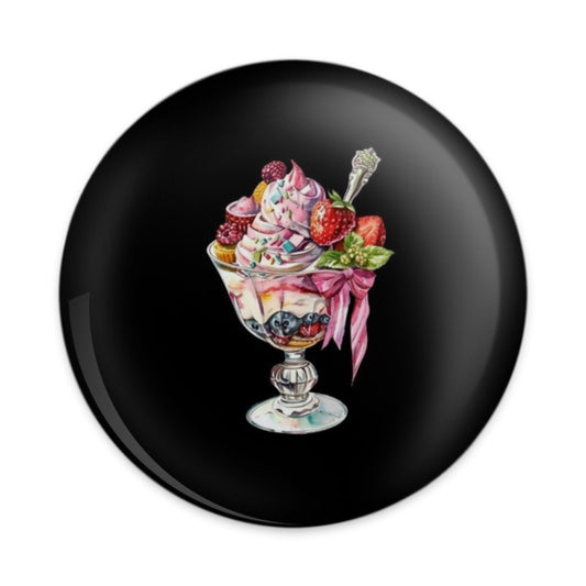 Berry Dessert Pinback Button, Sundae Button, Cute Food Pin, Sweet Treat Button, Dessert Lover Gift, Chef Gift, Confectionery Art - Tawshia