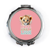 Cute Lion Cub Pocket Mirror, Roar Like a Lion Design, Portable Makeup Mirror, Gift for Her, Animal Lover Gift, Pocket Mirror Compact - Tawshia