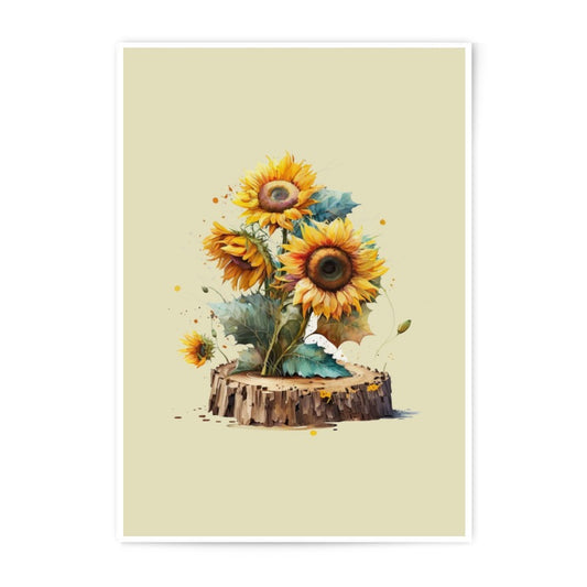 Sunflower Photographic Print, Floral Wall Art, Watercolor Flowers, Botanical Illustration, Home Decor, Nature Art Print, Summer Decor - Tawshia