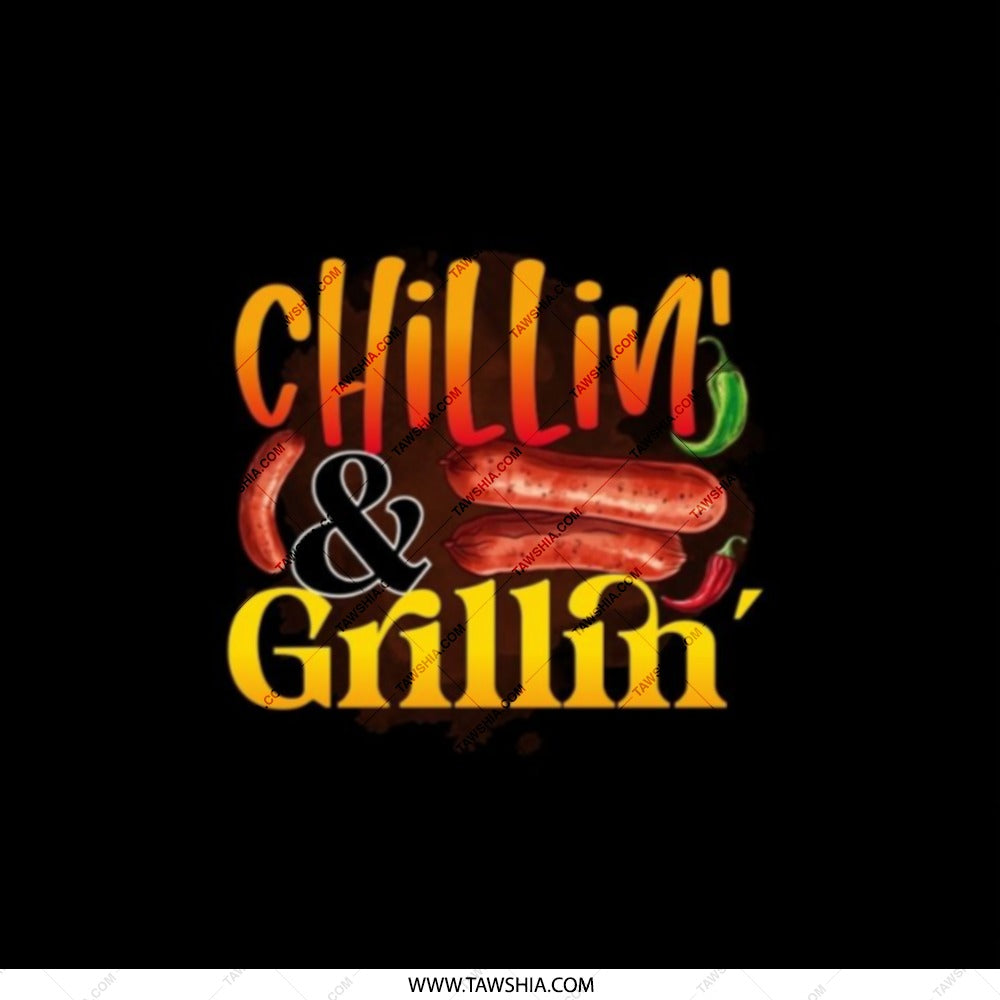 Chillin and Grillin Pocket Mirror, BBQ Humor Gift, Sausage Lover, Foodie Present, Funny Pocket Mirror, Pocket Mirrors for Barbecue - Tawshia