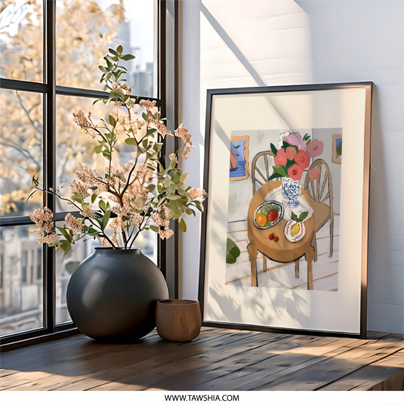 Still Life Wall Art, Flowers and Fruit Art Print, Home Decor, Floral Painting, Modern Art, Kitchen Art, Dining Room Wall Decor - Tawshia