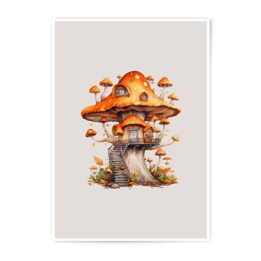 Mushroom House Photographic Prints, Fantasy Art Prints, Whimsical Decor, Cottagecore Art, Fairy Tale Prints, Unique Wall Art, Home Decor - Tawshia