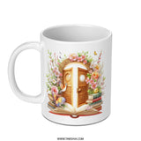 Floral Door Mug, Fantasy Book Lover Gift, Reading Mug, Bookish Mug, Butterfly Bird Mug, Unique Gift, Coffee Mug, Tea Mug, Novelty Mug - Tawshia