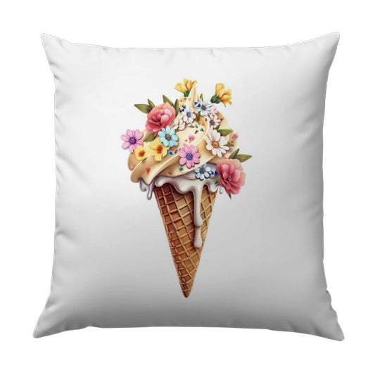 Ice Cream Cone Pillow, Floral Ice Cream Pillow, Sweet Treat Home Decor, Summer Decor, Decorative Pillow, Unique Pillow, Gift Idea - Tawshia
