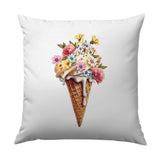 Ice Cream Cone Pillow, Floral Ice Cream Pillow, Sweet Treat Home Decor, Summer Decor, Decorative Pillow, Unique Pillow, Gift Idea - Tawshia