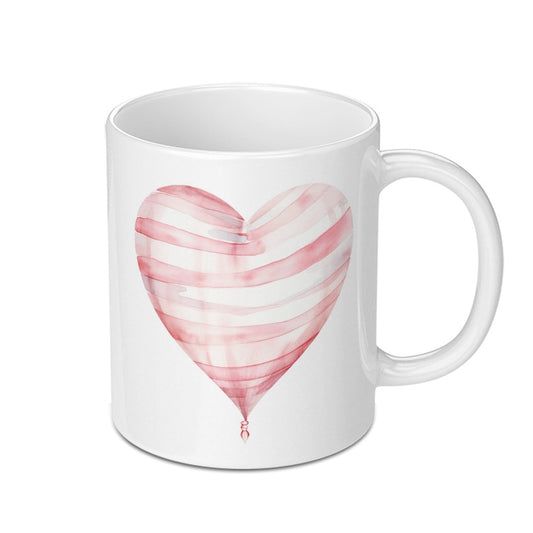 Heart Balloon Mug, Valentine Gift Idea, Unique Coffee Mug, Watercolor Heart Mug, Cute Mug Design, Love Mug, Anniversary Present - Tawshia
