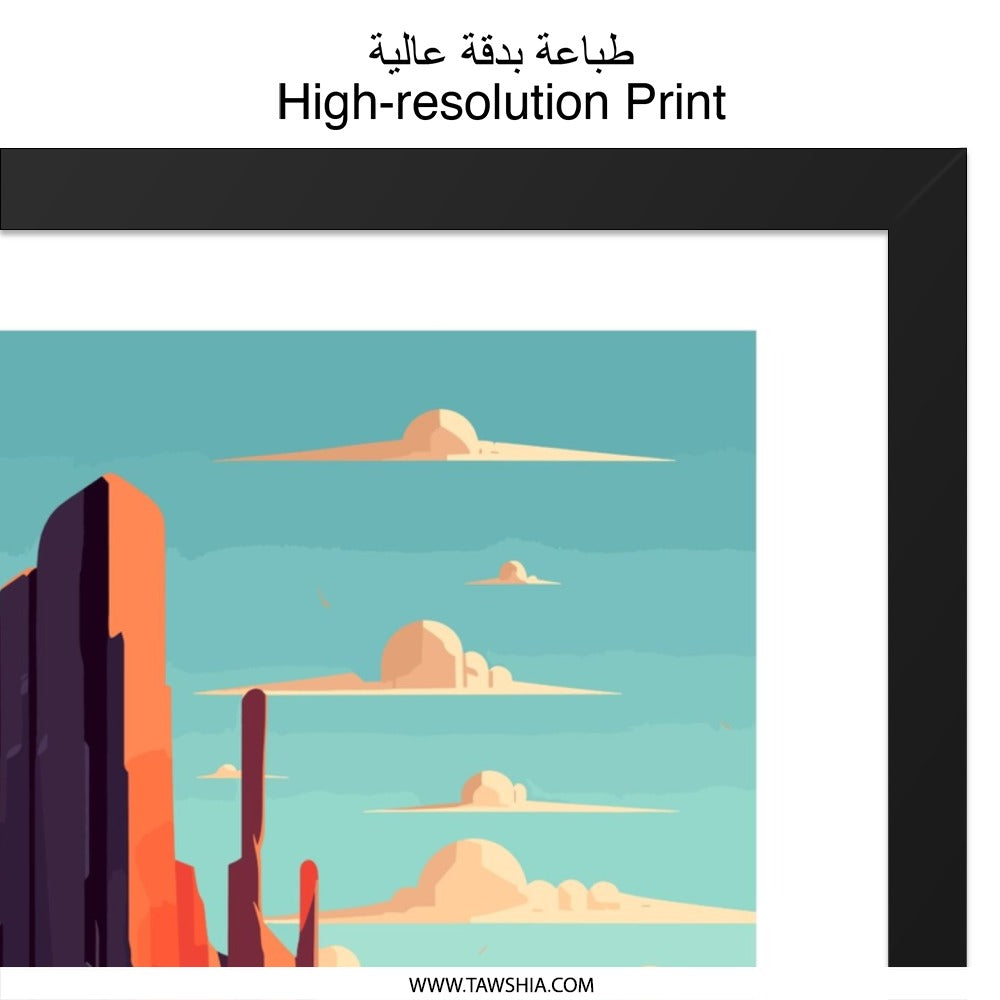 Monument Valley Wall Art, Desert Landscape Print, Southwest Decor, Utah Poster, Minimalist Artwork, Travel Souvenir, Scenic Wall Decor - Tawshia