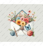 Floral Envelope with Yarn and Butterfly Art product
