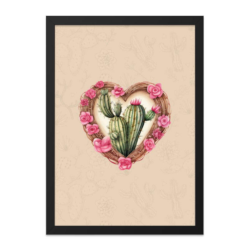 Cactus Wall Art, Heart of Roses, Desert Decor, Southwest Art, Floral Cactus Print, Botanical Wall Decor, Succulent Wall Art - Tawshia