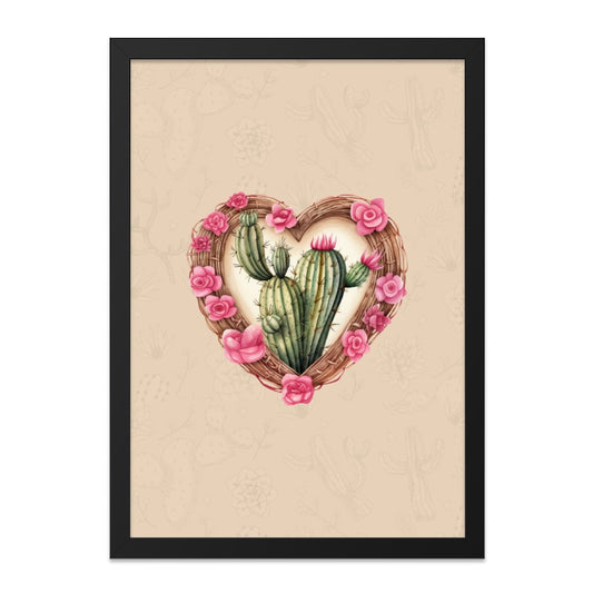 Cactus Wall Art, Heart of Roses, Desert Decor, Southwest Art, Floral Cactus Print, Botanical Wall Decor, Succulent Wall Art - Tawshia