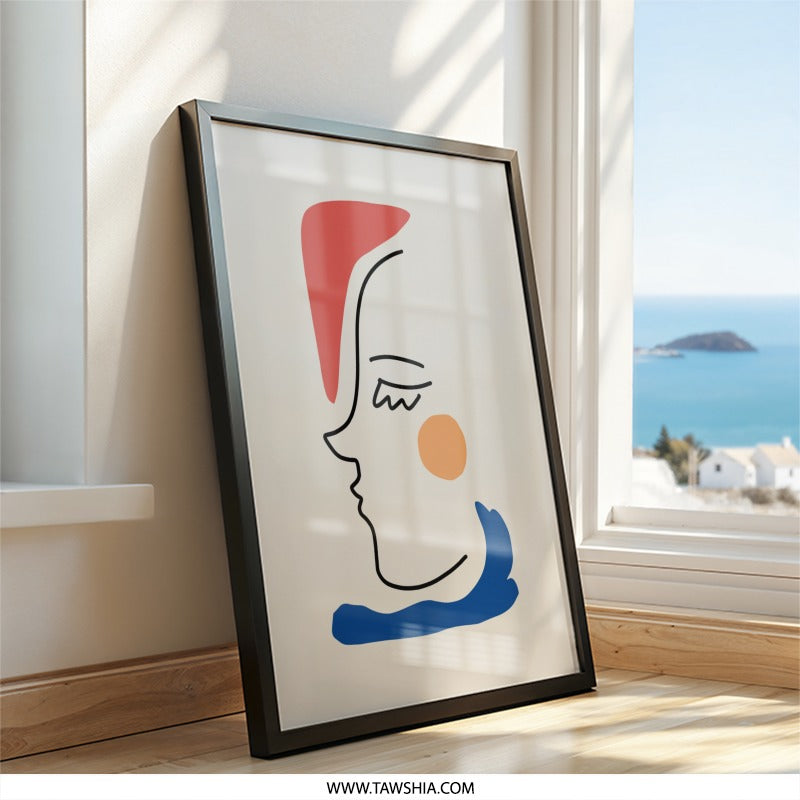 Abstract Face Wall Art, Minimalist Portrait, Modern Art Print, Line Art Drawing, Home Decor, Unique Wall Decor, Contemporary Art - Tawshia