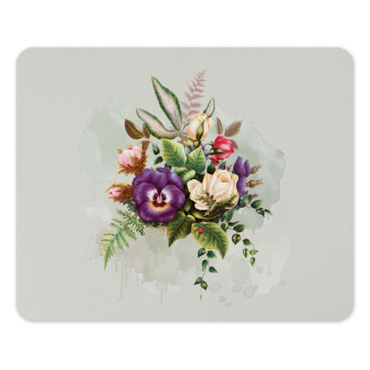 Floral Mouse Pad, Vintage Flower Bouquet, Botanical Desk Decor, Pansies and Roses, Unique Computer Accessory, Gift for Her - Tawshia