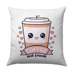 Coffee and Friends Pillow, Cute Coffee Design Pillow, Kawaii Style Decor Pillow, Cozy Home Decor Pillow, Gift for Coffee Lovers - Tawshia