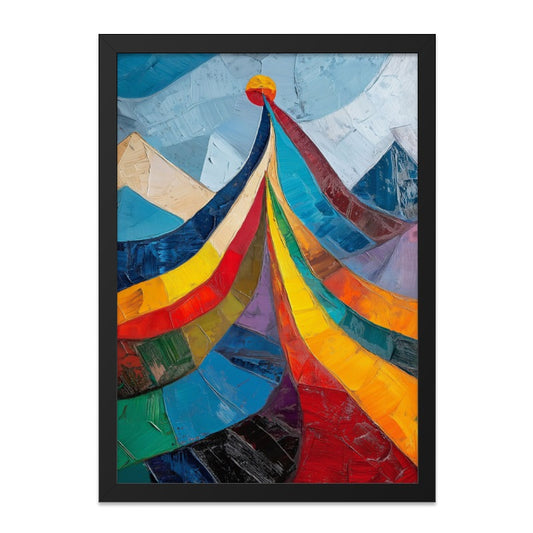 Abstract Mountain Wall Art, Colorful Ridge Painting Print, Geometric Landscape Art, Modern Home Decor, Vivid Palette Knife Artwork - Tawshia