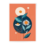 Floral Photographic Print, Daisy Wall Art, Retro Botanical Print, Mid Century Modern Home Decor, Flower Artwork, Orange Teal Art Print - Tawshia