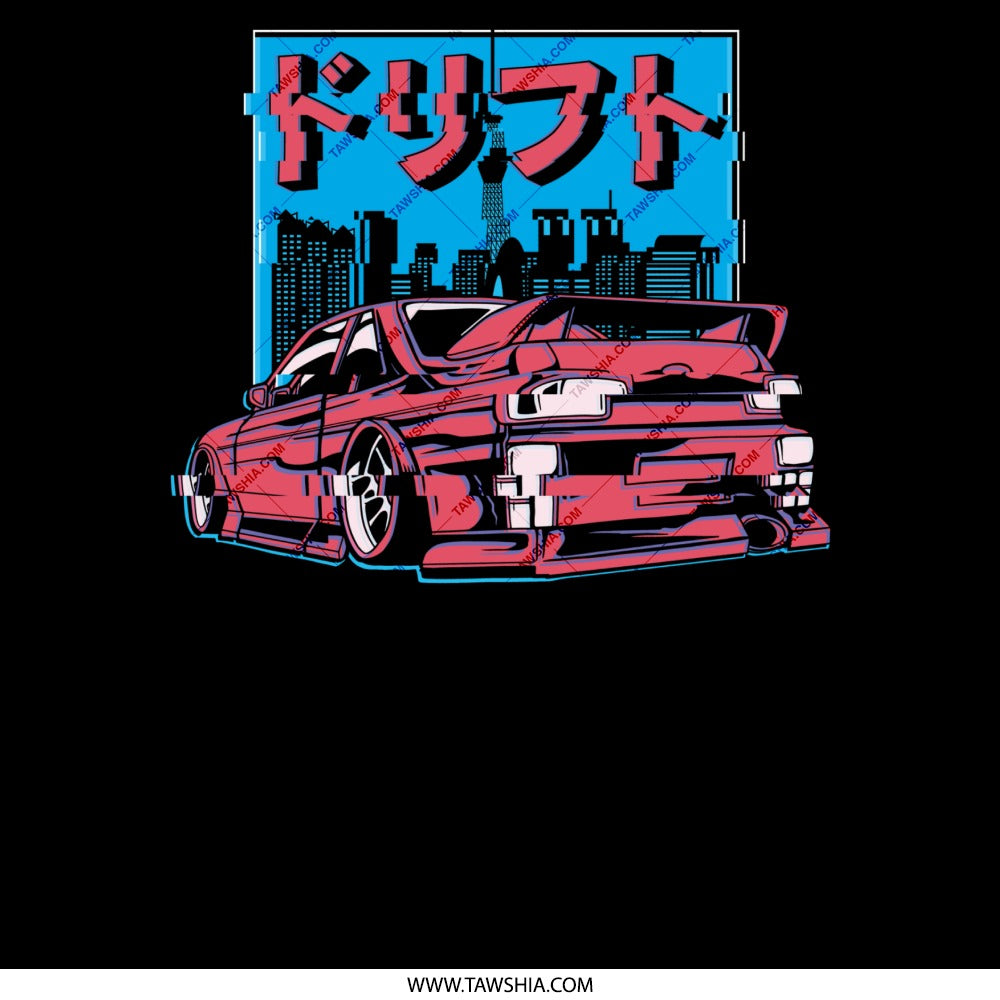 Retro Futuristic Car and City Skyline product type