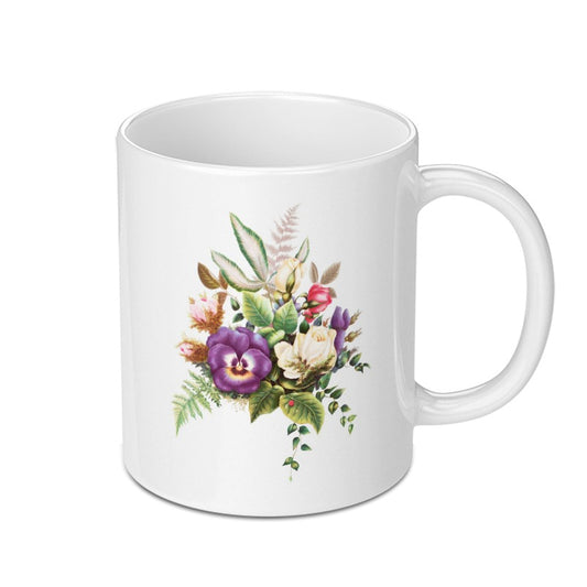 Floral Mug, Vintage Flower Design, Pansy Rose Botanical Mug, Coffee Mug, Tea Cup, Floral Gift, Elegant Drinkware, Home Decor, Unique Gift - Tawshia