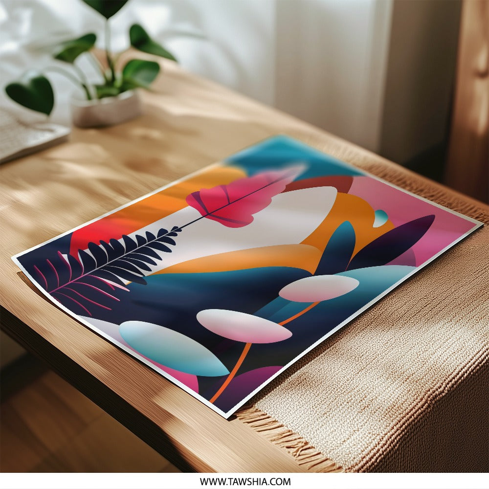 Abstract Art Photographic Print, Colorful Modern Wall Art, Botanical Illustration, Unique Home Decor, Vibrant Office Art Print - Tawshia