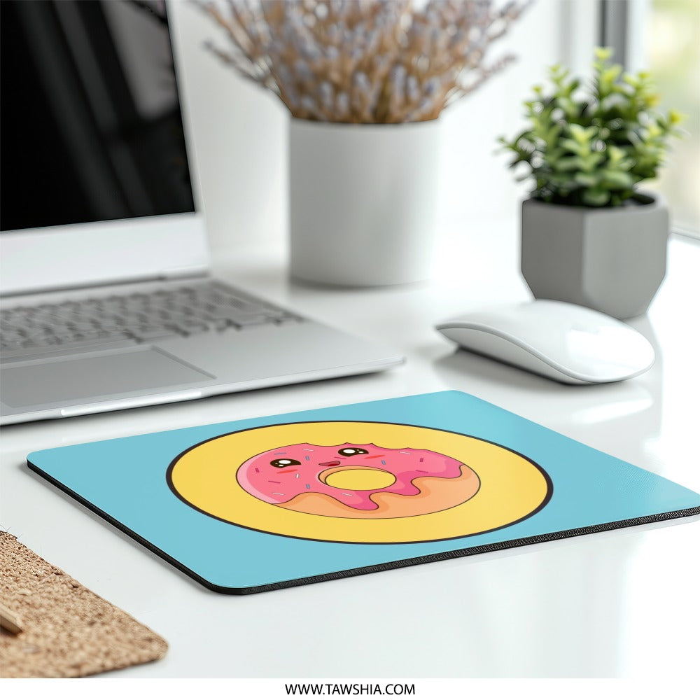 Cute Donut Mouse Pad, Kawaii Food Art, Pink Sprinkles, Sweet Treat Office Decor, Funny Desk Accessory, Gift Idea, Gaming Pads - Tawshia