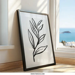 Minimalist Leaves Wall Art, Botanical Print, Modern Home Decor, Line Art, Plant Illustration, Simple Wall Decor, Black and White Art - Tawshia