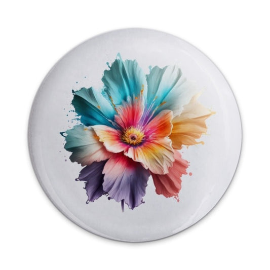Colorful Flower Pinback Button, Floral Art Badge, Artistic Flower Design Pin, Expressive Flower Button, Unique Floral Pin Button - Tawshia