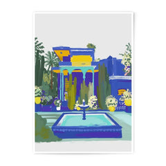 Majorelle Garden Photographic Print, Indigo Building Art, Exotic Oasis Decor, Vacation Home Art, Trendy Wall Decor, Architectural Print - Tawshia