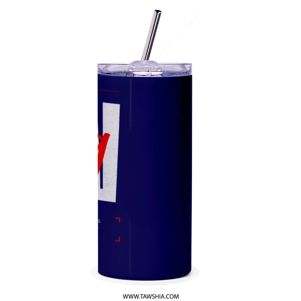 Personalized Travel Tumbler with Red and White Design product type