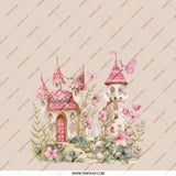Fairy Castle Pocket Mirror, Pink Floral Castle Compact Mirror, Enchanted Kingdom Purse Mirror, Princess Gift, Fantasy Fairytale Mirror - Tawshia