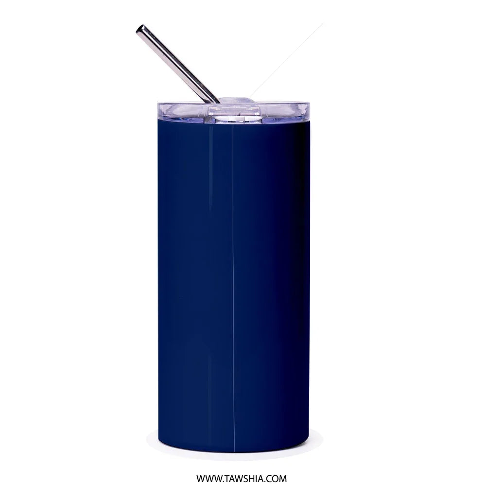 Sleek Dark Blue Insulated Travel Tumbler With Straw product type