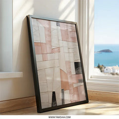 Abstract Wall Art, Geometric Print, Textured Art, Beige and Pink Wall Decor, Modern Art Print, Minimalist Decor, Home Decor, Wall Hanging - Tawshia
