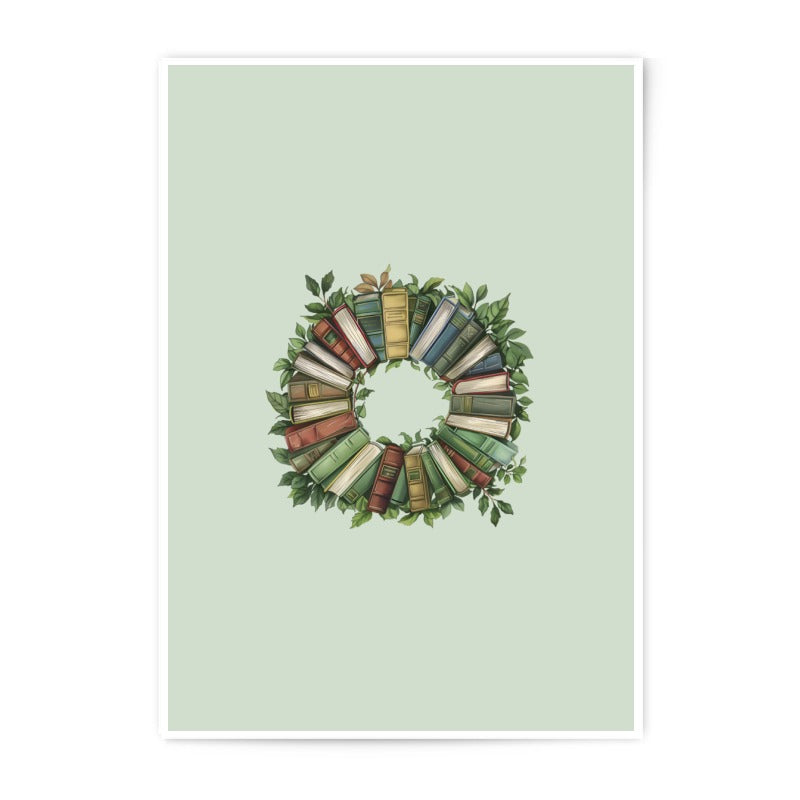 Book Wreath Photographic Prints, Reading Room Decor, Book Lover Gift, Bookish Art, Study Room Art, Unique Wall Art, Home Library Decor - Tawshia