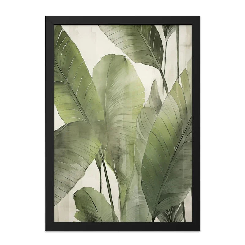 Botanical Wall Art, Tropical Leaves Print, Large Green Leaf Wall Decor, Modern Nature Art, Banana Leaf Illustration, Minimalist Art - Tawshia
