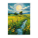 Sunny Meadow Photographic Print, Countryside Landscape Art, Yellow Flowers Field, Bright Sky Fine Art Print, Nature Photography, Wall Decor - Tawshia