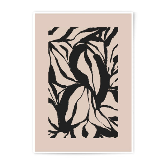 Abstract Leaves Photographic Print, Modern Art Print, Botanical Wall Art, Minimalist Decor, Black and Beige Art, Home Decor - Tawshia