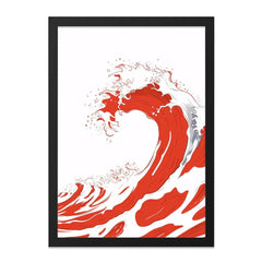 Red Wave Wall Art, Japanese Art, Ocean Wave Print, Minimalist Wall Decor, Coastal Art Print, Home Decor, Graphic Design Art (139) - Tawshia