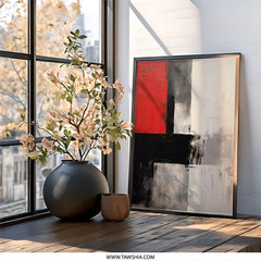 Red Black White Abstract Art, Modern Wall Art Print, Geometric Wall Decor, Contemporary Art Print, Home Decor Painting, Abstract Painting - Tawshia