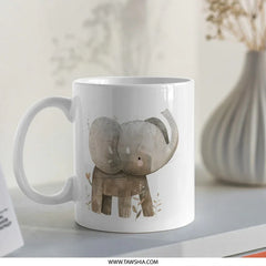 Cute Elephant Mug, Watercolor Mug, Animal Lover Gift, Coffee Cup, Tea Mug, Unique Mug, Gift for Her, Gift for Him, Adorable Elephant Design - Tawshia