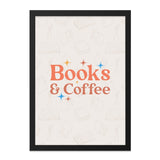 Books and Coffee Framed Wall Art, Cozy Home Decor, Reader Gift, Coffee Lover Print, Black Frame Art, Perfect for Library, Study or Cafe - Tawshia
