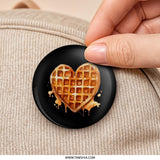 Heart Waffle Pinback Button, Sweet Treat Button, Breakfast Lover Gift, Foodie Pin, Cute Button, Unique Accessories, Pin Button - Tawshia