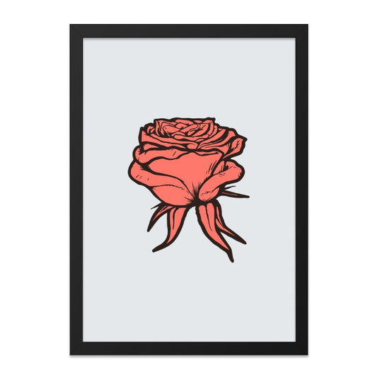 Coral Rose Wall Art, Floral Print, Botanical Art, Modern Home Decor, Elegant Flower Artwork, Framed Rose Illustration - Tawshia