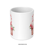 Floral Basket Mug, Roses Gift Mug, Cute Gift Mug, Watercolor Design Mug, Flowers Basket Mug, Valentine Mug, Special Occasion Mug - Tawshia