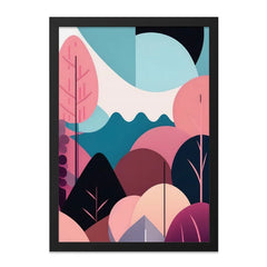 Abstract Landscape Wall Art, Modern Geometric Print, Pink Blue Artwork, Contemporary Home Decor, Nature Inspired Wall Hanging - Tawshia