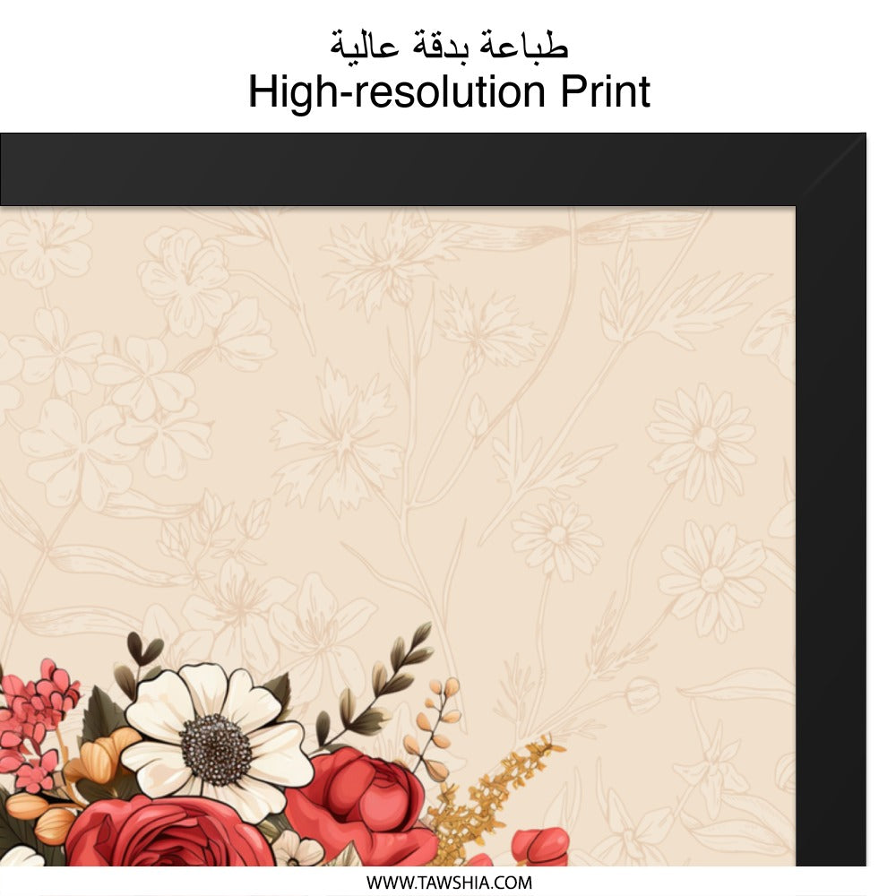 Floral Bouquet Wall Art, Rose Flower Art Print, Elegant Home Decor, Black Bow Flower, Botanical Art, Flower Arrangement, Modern Wall Decor - Tawshia