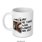 Wanderlust Camera Mug, Not All Who Wander Are Lost Coffee Mug, Travel Lover Gift Mug, Adventure Seeker Present Idea, Photography Fan Mug - Tawshia