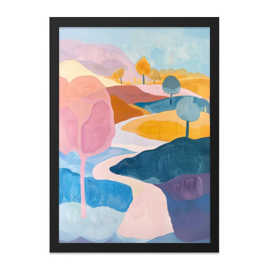 Abstract Landscape Wall Art, Pastel Color Print, Modern Home Decor, Scenic View Artwork, Colorful Tree Painting, Contemporary Art - Tawshia